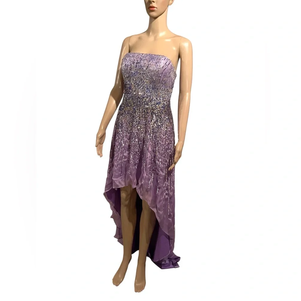 purple sequin high low dress Purple Velvet Sequins Mermaid Prom Dress Beaded Crystal Black Girls Party Gowns